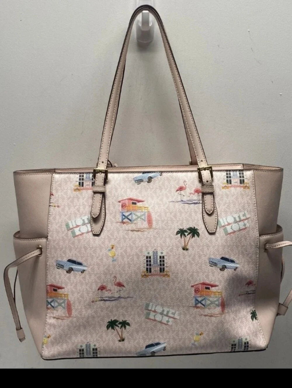 Limited Ed Michael Kors Gilly Large Drawstring Travel Tote light powder blush